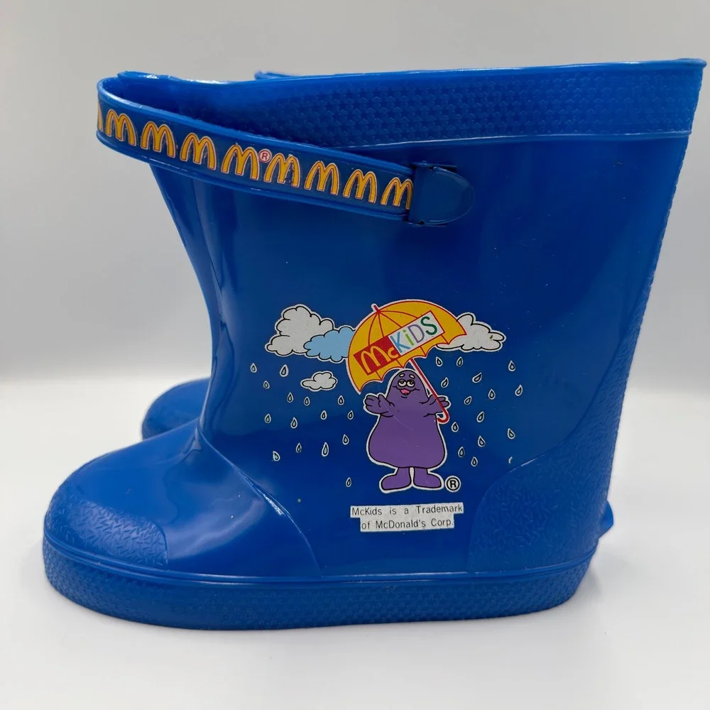 Vintage 1987 McKids McDonalds Grimace Rain Boots Blue Sears Box Size 13-1 58911
